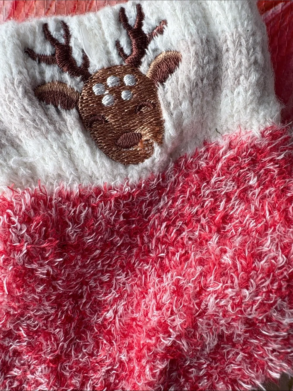 Cozy Holiday Reindeer Fuzzy Socks - Red